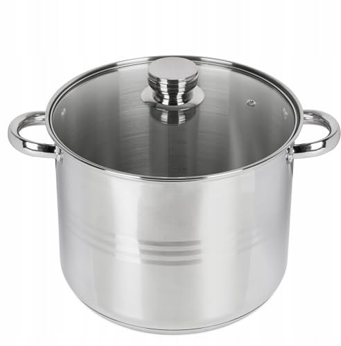 Edelstahl Großraumtopf 12L Kochtopf Glasdeckel Topf Suppentopf Induktion 28cm