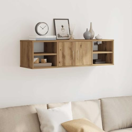 HaoChrymec Wandschrank mit 2 Schubladen, Hängeschrank aus Holzwerkstoff, Praktisches Design, Badezimmer Aufbewahrung, Medikamentenschrank, Für Bad oder Küche, Artisan-Eiche, 101 x 30 x 29 cm