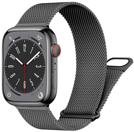 Ersatzarmband Kompatibel mit Apple Watch Armband 40mm 44mm 42mm 46mm 41mm 45mm 38mm 49mm Damen Herren, Milanaise Magnetisch Metall Edelstahl Armbänder für iWatch Series 11 10 9 8 7 6 5 4 SE Ultra