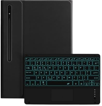 HongHeFu Zubehör, Detachable Keyboard Leather Tablet Protective Case Suitable for Samsung Galaxy Tab S10 Ultra/S9Ultra/S8Ultra 14.6 inch(Black+Touch Backlit Keyboard)