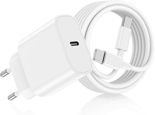 Cargador Carga Rapida para iPhone 17/17 Air/17 Pro/17 Pro Max/16 15 16e/16 15 Pro Max/16 15 Plus/iPad Pro/Air, 25W USB C Enchufe Carregador Rapido Adaptador Corriente con 1M Cable
