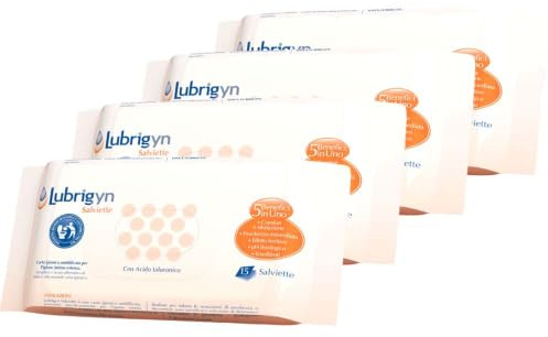 Lubrigyn Lingettes Intimes Humidifiées pour l’Hygiène et le Nettoyage Profond et Délicat en Voyage, Riches en Extraits Naturels, Respectent le pH, Sans Rinçage (60 Lingettes)