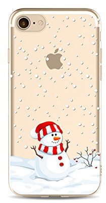BoomTeck iPhone 8 Hülle Weihnachten, Ultra Dünn Silikon iPhone 7 HandyHülle Christmas Transparent Schutzhülle für 4.7 iPhone 8 iPhone 7 Durchsichtig Stoßfest TPU Cover Schneeflocke Weihnachtsbaum
