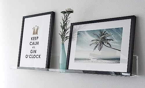 Cuadros Lifestyle Bilderleiste 80 x10 cm | Galerieboard aus einem Guss | Regalboard | elegant und schlicht | Bilderleiste | Gewürzregal | Schweberegal transparent glasklar