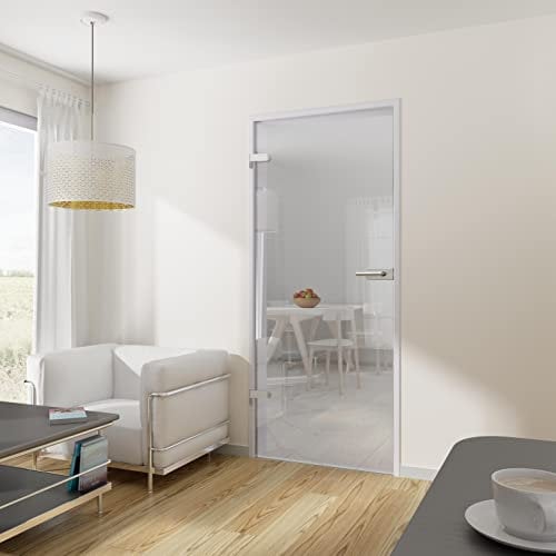 inova Glastür 834x1972x8mm Klar-Glas DIN Links Komplettset mit Beschlag Studio „03“ Echtglas Drehtür