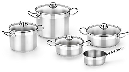 BRA Profesional Batería 5 Piezas, Apta para Todo Tipo De Cocinas Incluida Inducción, Acero Inoxidable, 18/10, 20-24-16 Cm