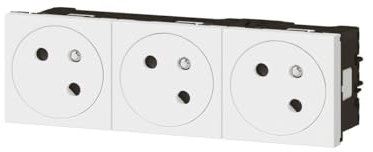 Legrand 077143L Triple Prise de Surface Mosaic Link Raccordement Latéral, Courant 2P+T, 6 Modules, Blanc