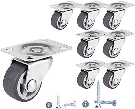 (Packung mit 8 Stück) Drehgelenk 30 mm Weiche Bewegung Gummi und Kunststoff Rad mit Metallplatte Möbelgerät