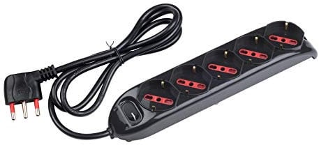 ROSI RS94006 Multipresa Serie Emilia, Nero, 5 prese schuko biv. 10/16A