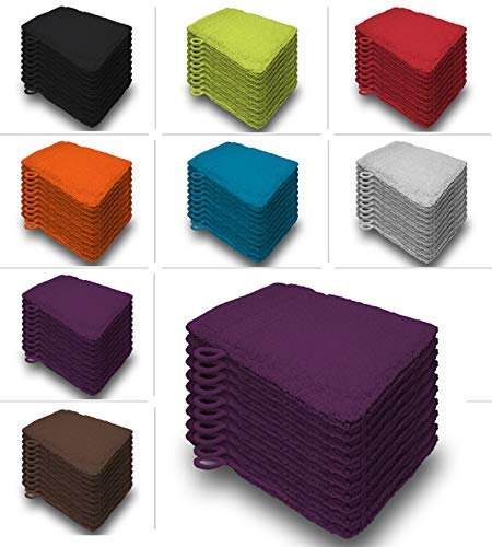 one-home 10er Set Waschhandschuhe Waschhandschuh Waschlappen 16x21 cm Frottee Baumwolle, Farbe:Lila