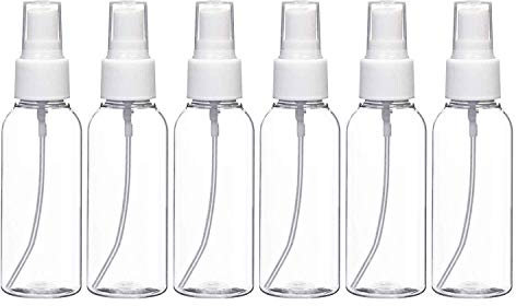 Mingfuxin 6 unidades de 50 ml botellas de spray de PET portátiles, transparentes, de plástico, vacío, para vacaciones, aceites esenciales, limpieza, maquillaje cosmético, 50 ml