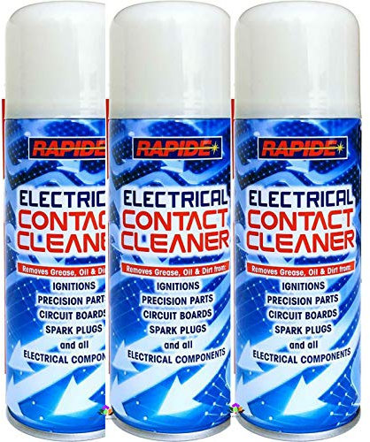 Rapide Electrical Contact Cleaner Cleaning Spray Removes Grease Oil & Dirt 200ml (3 x Spray Cans)