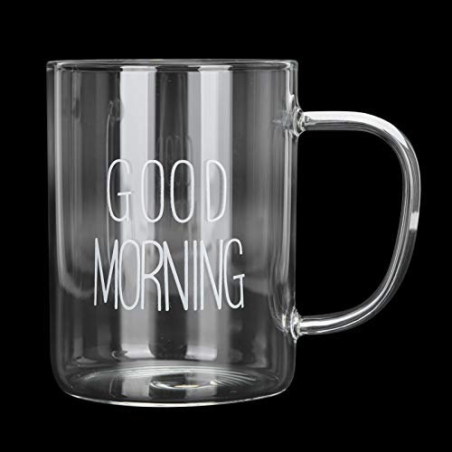 Duokon Bicchieri d'acqua riutilizzabili in Vetro borosilicato alto, tazza da caffè al latte trasparente da 350 ml con manico Bicchiere d'acqua Bicchieri Utensile da cucina(A)
