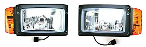 MelTruck® 2x H4 Scheinwerfer mit Blinker 12V für Radlader Baumaschinen Bagger JCB Merlo