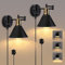 Lightess Plug in Wall Light Industrial Swing Arm Wall Lights with Switch, Dimmable Wall Lamp E27 Retro Wall Sconce for Bedroom, Living Room, Set of 2 (Bulb not Included)