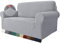 MAXIJIN Super Stretch Couchbezug für 2 Sitzer Couch, 1 Stück Universal Sofabezüge Wohnzimmer Jacquard Spandex Möbelschutz Hunde Haustier freundlich Spannbetttuch (2 Sitzer, Silbergrau)