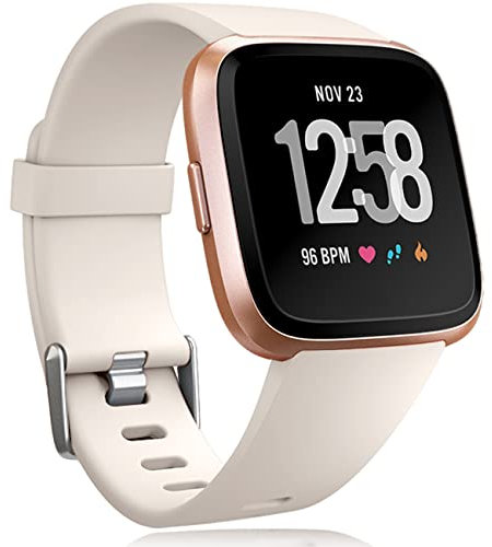 Wepro Armband kompatibel mit Fitbit Versa 2 für Damen und Herren, weiches Band, kompatibel mit Fitbit Versa, Sport, wasserdicht, atmungsaktiv, Ersatzarmbänder für Versa Lite, klein, Beige