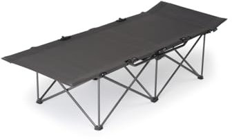qeedo Quick Jimmy Reise Feldbett faltbar (210 x 81 cm) stabile Camping Liege (bis 150 kg) - Darkgrey