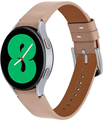 YISIWEAR Cuir Bracelet Compatiblefür Samsung Galaxy Watch 6/5/4 Armband Rosa No Gap Libération Rapide Remplacement Cuir véritable Bracelet Band 40mm 44mm/Watch 4 Classic 42mm 46mm