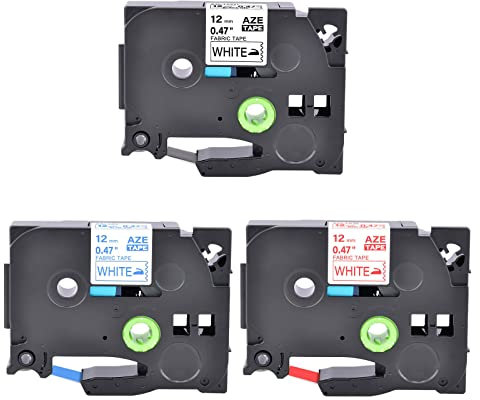 Cruxer Lot de 3 rubans adhésifs de rechange pour Brother Tze-FA3R Tze-FA3 Tze-FA231 Rouge/bleu/noir sur blanc pour vêtements Brother Ptouch PT-H110 PTH100 PT-P300BT PT-H107B