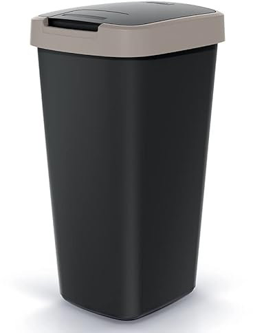 Mülleimer Müllbehälter Abfalleimer Biomülleimer mit Deckel Abfallsammler Mülltonne 53 x 29 x 26cm Papierkorb 25L Schwingeimer (Braun)