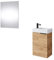 Planetmöbel Waschtischunterschrank mit Spiegel Badmöbel Set 40cm für Badezimmer Gäste WC Gold Eiche