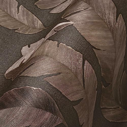 Livingwalls Travel Styles Non-Woven Wallpaper - Botanical Wallpaper in Brown - Tropical Wallpaper for Various Rooms in 10.05 m x 0.53 m