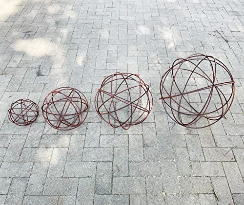 Kugel Drahtkugel Eisenkugel 50 cm Edelrost Gartendeko Rost Metall Eisen Rostfigur Ball Windlicht von Steinfigurenwelt