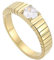 Gualiy Edelstahl Damen Ring, Gold Ringe Damen 3MM Ring mit Rund Zirkonia Ring Größe 54 (17.2)