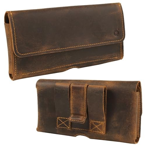 Moonster Echtleder Smartphone Gürteltasche Herren mit Clip – Langlebige, Handgemachte Handytasche Gürtel – Horizontale Handy Gürteltasche mit Magnetverschluss – Herren Gürteltasche Leder - Belt Bag