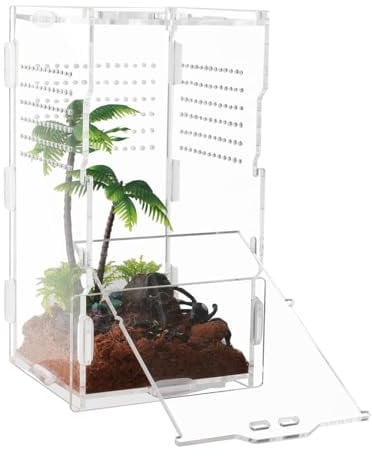 Acryl Terrarium Reptilien Box Mini Reptilien Transportbox, Reptilien-Zuchtbox für Schnecken Vogelspinne Eidechsen Skorpione Käfer(20x10x10cm)
