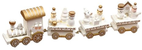 Perfeclan Weihnachtsbaum Dekoration Zug Weihnachten Holz Zug Ornament Home Dekoration Geschenk Statue Zug Dekor Set für Desktop, C