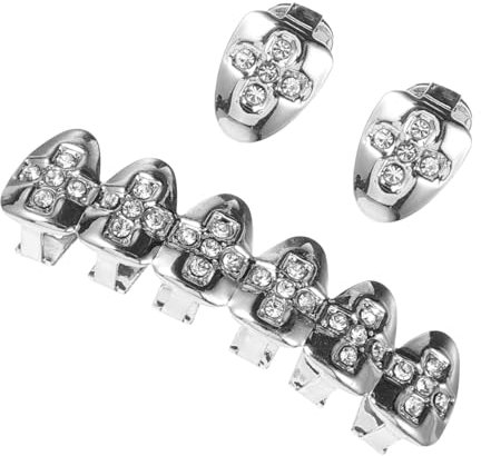 GLEAVI 1 Satz Goldene Hosenträger Einzelne Reißzähne Provisorische Zahnkappe Goldzahnspitze Zahngitter Unten Hip-hop-zähne Einzelzahngrill Suite Männer Und Frauen Nachtclub Kupfer