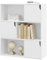 eSituro Libreria Autoportante a 6 Scomparti, Porta Libri con Ante, Scaffale a 3 Ripiani Portaoggetti, Divisorio per Ambienti, Ufficio, Studio, Soggiorno, in Legno, 80x30x96cm, Bianco, SBKC0050