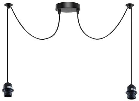 Modern 2 Head Chandelier Ceiling Lighting Fixture, 2m Adjustable Cable and E27 Bulb Sockets Hanging Pendant Fitting for Living Room, Cafe, Dining Hall, Home Decor