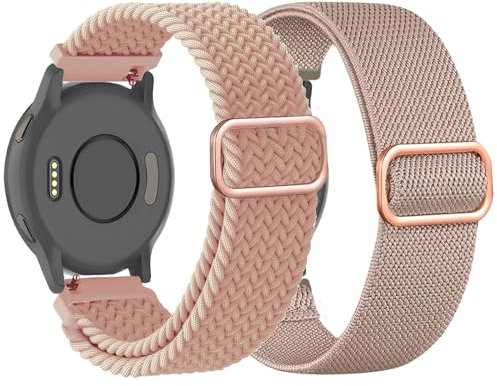 TUCOMO Bracelet en nylon extensible, compatible avec Garmin Vivoactive 4S/Venu 3S/Venu 2S/Vivomove 3S, 18 mm - Bracelet de rechange élastique pour Garmin Forerunner 255S/265S, homme et femme
