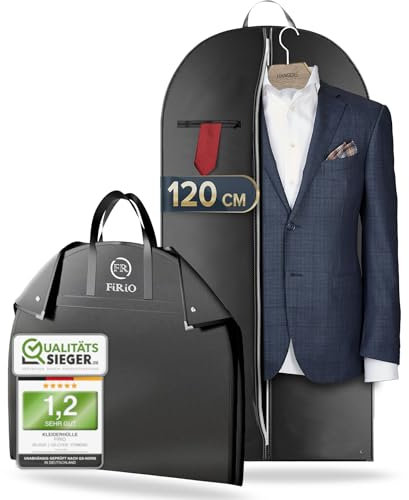 FiRiO® 1 x Premium Kleidersack - BIS 50% DICKERES Material - Faltbare Kleidersack Reisetasche - Business Anzugtasche - Atmungsaktive Kleiderhülle für Reise & Aufbewahrung - Kleidersäcke 120x60cm