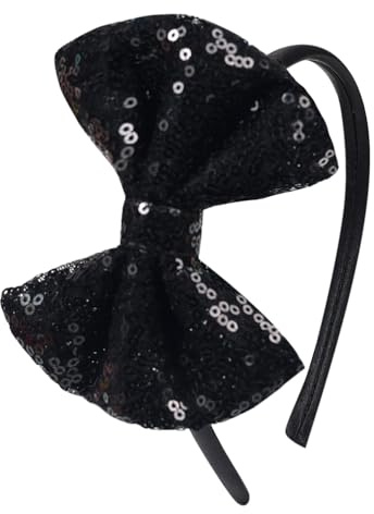 AMYDECOR Love Fairy Serre-tête à paillettes scintillantes pour filles, enfants et femmes Noir 11,9 cm