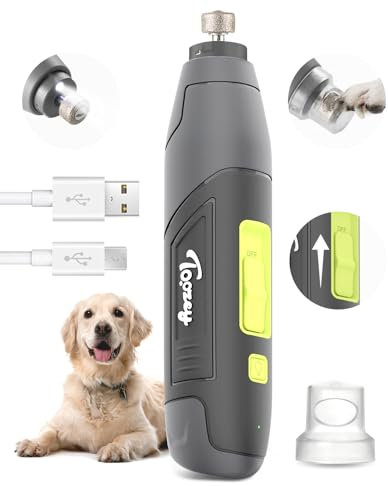 Toozey Dog Nail Grinder for Large Dogs, Real 12,000 RPM & 3-Speed, with Dust Cap and LED Light, Professional Electric Dog Nail Trimmer for Medium & Small Dogs, USB Rechargeable Pet Toenail Grinder