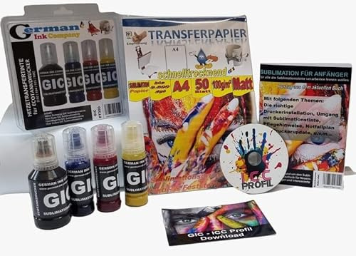 Sublimationsstarterpaket für Tankdrucker ET-2870 - GIC Sublimationstinte, GIC Sublimationspapier + ICC Profil