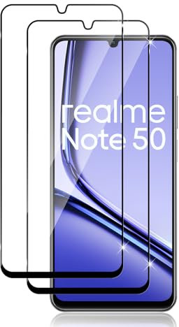 Datree Verre Trempé Pour Realme Note 50/Realme C51, 2 Pièces Film de Protection Écran Ultra HD Dureté 9H, Anti Rayures, Sans Bulles, 2.5D Vitre Protecteur-Noir