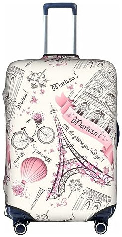 Anticsao Romantischer Reisekoffer, Motiv: Paris, Schmetterling, personalisierbar, elastisch, 45,7 - 53,3 cm, weiß, L