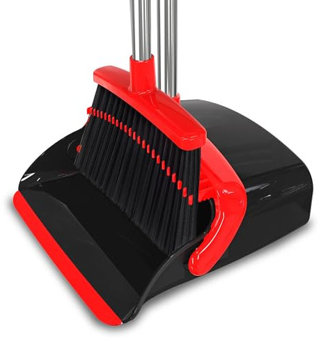 GLASSYFOX Broom with Dustpan Combo Set (Red-Black)