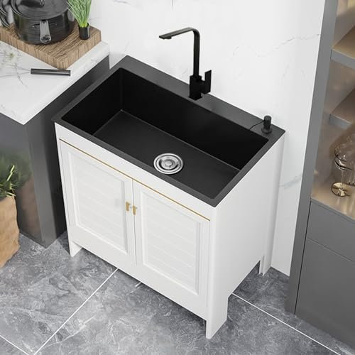 Fregadero de Cocina con Mueble, Mueble para Fregadero Al Aire Libre, Fregadero con Mueble, Juego Fregadero Cocina para Restaurante Comercial, para Cocina, Baño, Restaurante, Granja, Lavandería (Color