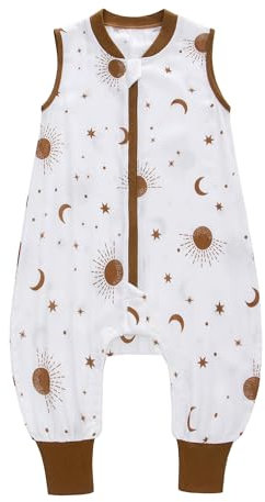 amo nenes Baby Schlafsack mit Füßen 0.5 Tog, Musselin Schlafsack, Kinder Sommerschlafsack für Jungen und Mädchen, Länge 64 cm, 3-12 Monate (Stern)