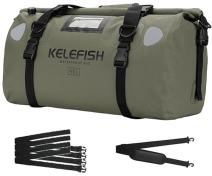 UROUK wasserdichte Reisetasche 20L 40L 66L Wasserdichter Seesack Motorradreisesack Duffel Bag mit Schnellverschlussriemen für Motorradfahren, Kajakfahren, Rafting, Camping (Regelmäßig, Grün, 40L)