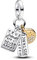 Pandora Moments Dreifacher Freundschafts-Charm-Anhänger aus Sterling Silber mit vergoldeter Metalllegierung und Zirkonia, Kompatibel Moments und ME Armbänder, 763436C01