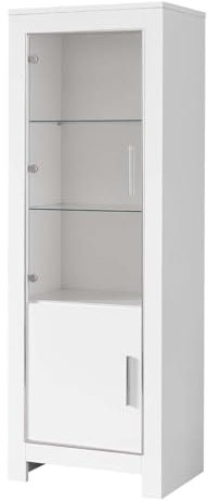 AltoBuy Denae - Vitrine Gauche Laquée Blanc Brillant avec Eclairage LED