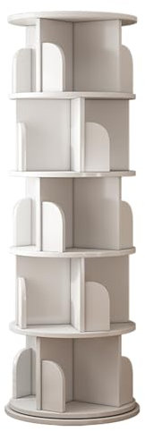 Btsunotr Drehbares Bücherregal 3/4/5/6-stufiges 360°-Bücherregal stehendes Bücherregal zur Aufbewahrung stapelbarer Bücherregal-Organizer Vitrinenschrank für Schlafzimmer Wohnzimmer(Weiß,40 * 159cm)