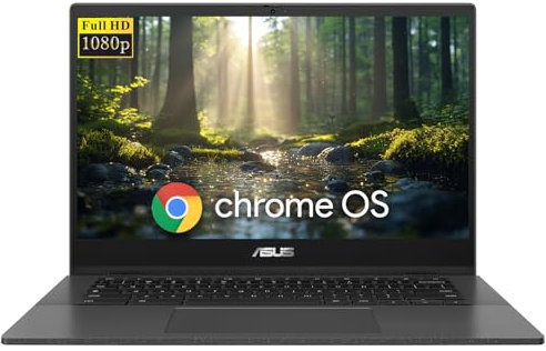 ASUS Chromebook CM1402 14 FHD Laptop, MediaTek Kompanio 520, 4GB LPDDR4x-3600 MHz RAM, 64GB eMMC, HD Webcam, WiFi 6, Bluetooth, Chrome OS, Gravity Gray